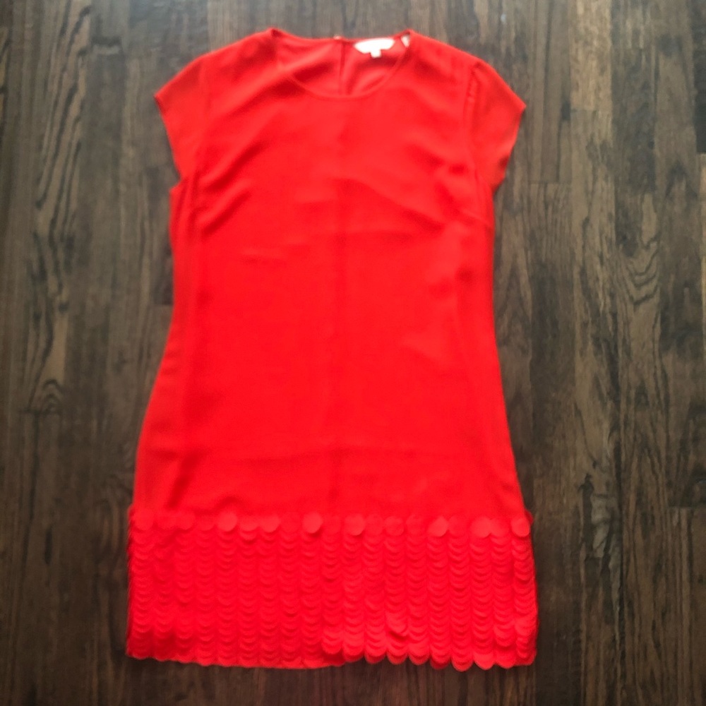 Ted Baker Glana Dress Scalloped Hem Coral Red Sz 8